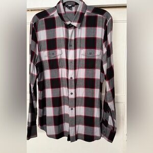 PAIGE Men's Everett Flannel Shirt Red Bedford Check / Gray Red Checker / medium